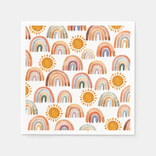 Boho Rainbow en Sun Waterverf Servet (Voorkant)