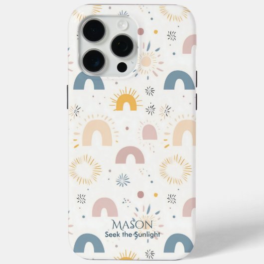 Boho Rainbow en Sunburst - Minimalistisch Abstract Case-Mate iPhone Case (Achterkant)
