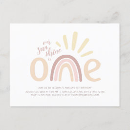 Boho Rainbow en Sunshine 1e Birthday Invitation Briefkaart