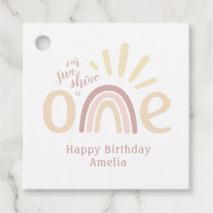 Boho Rainbow en Sunshine 1e verjaardag Bedankjes Labels