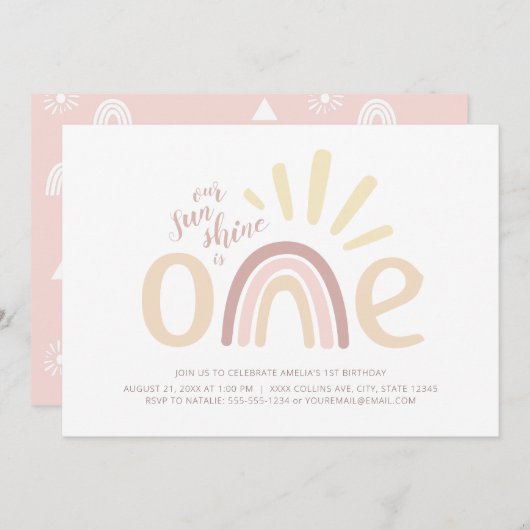 Boho Rainbow en Sunshine 1e verjaardag Kaart (Voorkant / Achterkant)