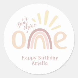 Boho Rainbow en Sunshine 1e verjaardag Ronde Sticker