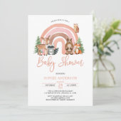 Boho Rainbow en Woodland Animals Baby shower Kaart (Staand voorkant)