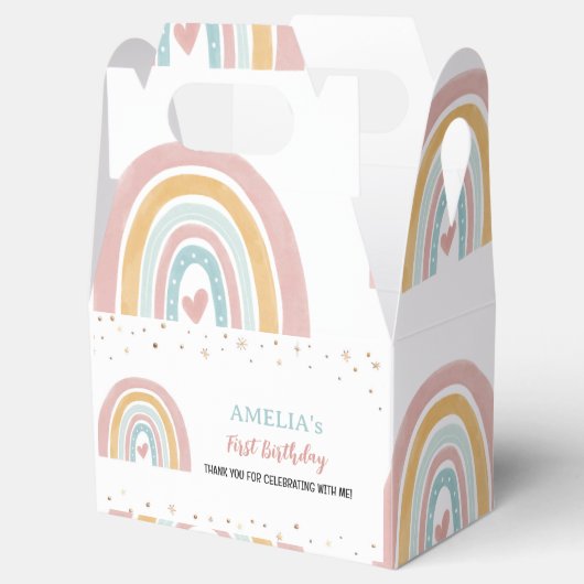 Boho Rainbow Favor Box Verjaardagsfeestje Bedankdoosjes (Geopend)