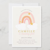 Boho Rainbow First Birthday Invitation Girl, gedem Kaart (Voorkant)