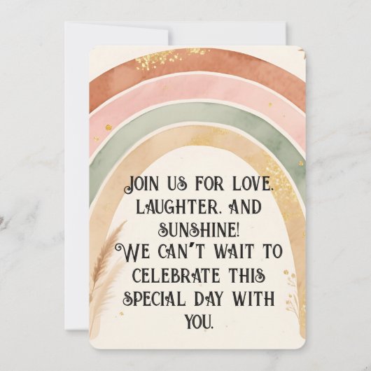 Boho Rainbow First Birthday Invitation Kaart (Achterkant)