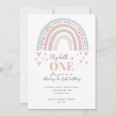 Boho Rainbow First Birthday Invitation Kaart (Voorkant)
