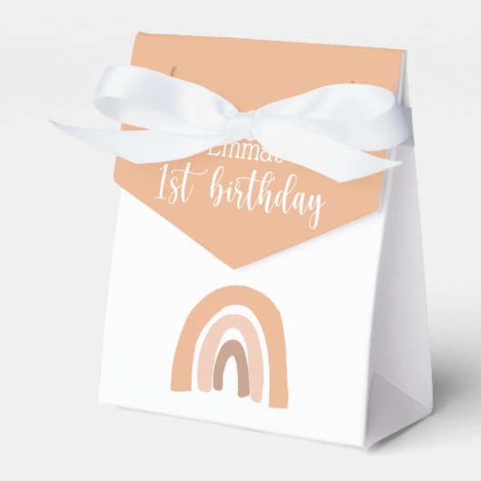 Boho Rainbow First Birthday Pink Pastel Bedankdoosjes (Voorkant Zijde)