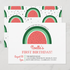 Boho Rainbow First Birthday, Watermelon Kaart