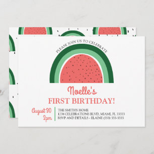 Boho Rainbow First Birthday, Watermelon Kaart