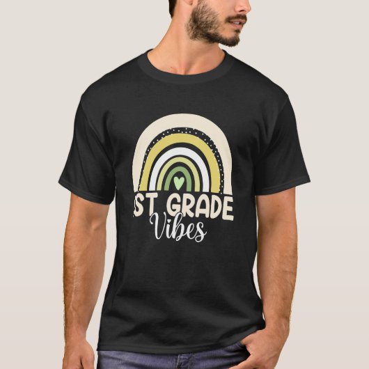 Boho Rainbow First Grade Vibes 1st Teachers Back T T-shirt (Voorkant)