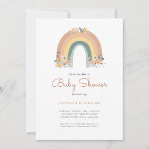Boho Rainbow Floral Baby shower Uitnodiging