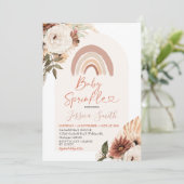 Boho Rainbow Floral Baby Sprinkle Baby shower Kaart (Staand voorkant)