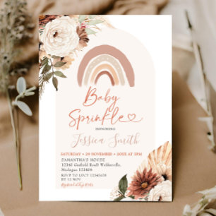 Boho Rainbow Floral Baby Sprinkle Baby shower Kaart