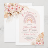 Boho Rainbow Floral Baby Sprinkle Uitnodiging (Voorkant / Achterkant)