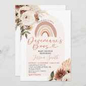 Boho Rainbow Floral Devereaux's Bows Baby shower Kaart (Voorkant / Achterkant)