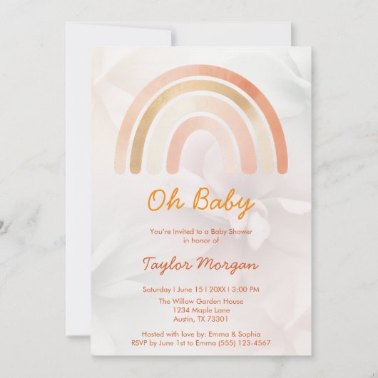 Boho Rainbow Floral Genderneutraal Baby shower Kaart (Voorkant)
