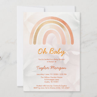 Boho Rainbow Floral Genderneutraal Baby shower Kaart