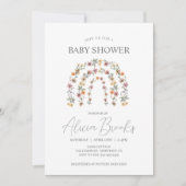 Boho Rainbow Floral Girl Baby shower Kaart (Voorkant)