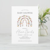 Boho Rainbow Floral Girl Baby shower Kaart (Staand voorkant)