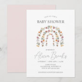 Boho Rainbow Floral Girl Baby shower Kaart (Voorkant / Achterkant)