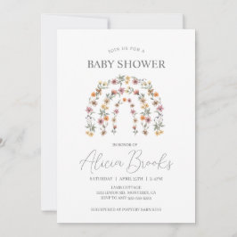 Boho Rainbow Floral Girl Baby shower Kaart