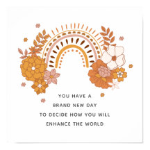 Boho Rainbow Floral Motivatie Quote Poster