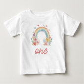 Boho Rainbow Floral Pastel "One" Eerste Verjaardag (Voorkant)