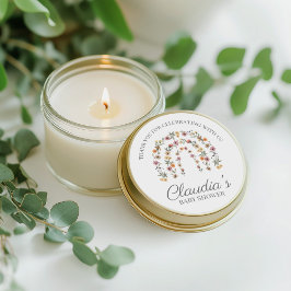 Boho Rainbow Floral Wildflower Girl Baby shower Ronde Sticker