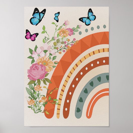Boho Rainbow Flower Nursery Print Kinder Room Post (Voorkant)
