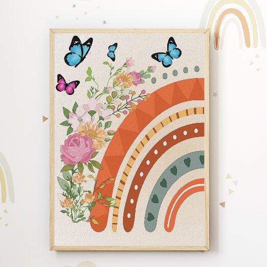 Boho Rainbow Flower Nursery Print Kinder Room Post
