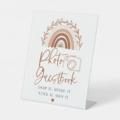 Boho Rainbow Foto Guestbook Reclamebord Met Voetstuk (Voorkant)