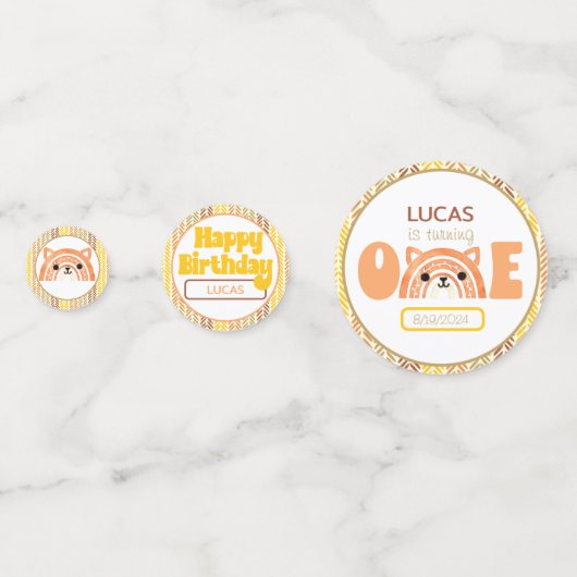 Boho Rainbow Fox First Birthday Confetti (Voorkanten)