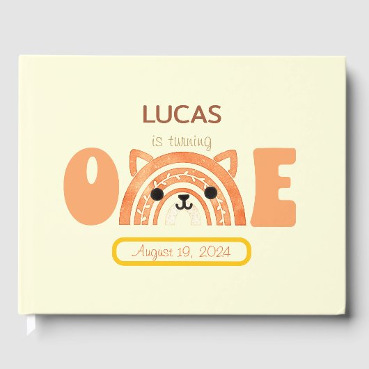 Boho Rainbow Fox First Birthday Gastenboek (Voorkant)