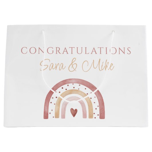 Boho Rainbow Gefeliciteerd Gift Bag Groot Cadeauzakje (Voorkant)