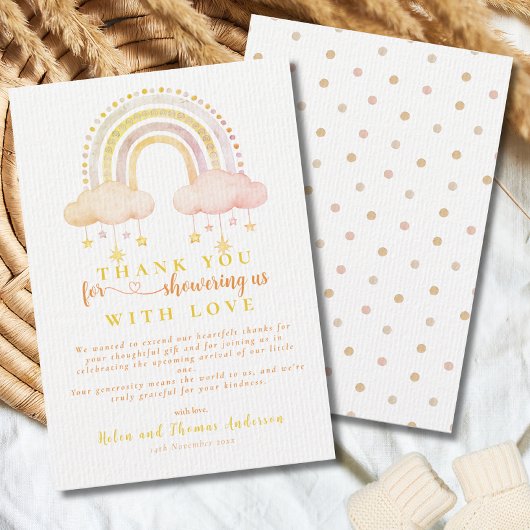 Boho Rainbow Gender Neutral Baby shower Bedankkaart