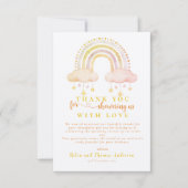 Boho Rainbow Gender Neutral Baby shower Bedankkaart (Voorkant)