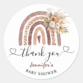 Boho Rainbow Gender Neutral Baby shower Classic Ronde Sticker (Voorkant)