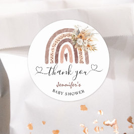 Boho Rainbow Gender Neutral Baby shower Classic Ronde Sticker