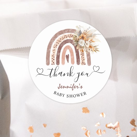 Boho Rainbow Gender Neutral Baby shower Classic Ronde Sticker