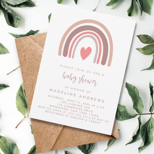 Boho Rainbow Gender Neutral Baby shower Kaart