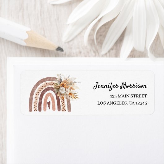 Boho Rainbow Genderneutraal Baby shower Adres Etiket (Insitu)