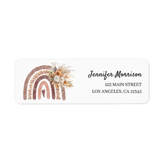 Boho Rainbow Genderneutraal Baby shower Adres Etiket (Voorkant)