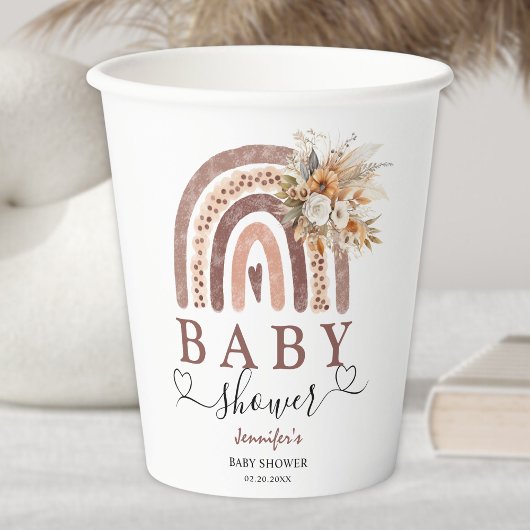 Boho Rainbow | Genderneutraal Baby shower Papieren Bekers