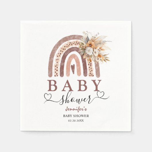 Boho Rainbow | Genderneutraal Baby showers servet (Voorkant)