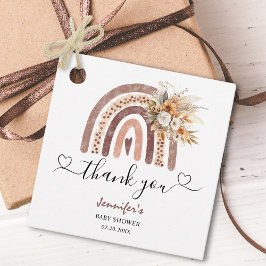 Boho Rainbow | Genderneutraal bruin Baby shower Bedankjes Labels