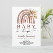 Boho Rainbow | Genderneutraal bruin Baby shower Kaart (Staand voorkant)
