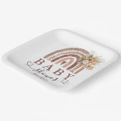 Boho Rainbow | Genderneutraal bruin Baby shower Papieren Bordje (Gebogen)