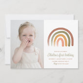 Boho Rainbow Genderneutrale Verjaardagsfoto Kaart (Voorkant)