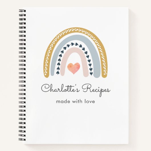 Boho Rainbow Gepersonaliseerd recept Notitieboek (Voorkant)